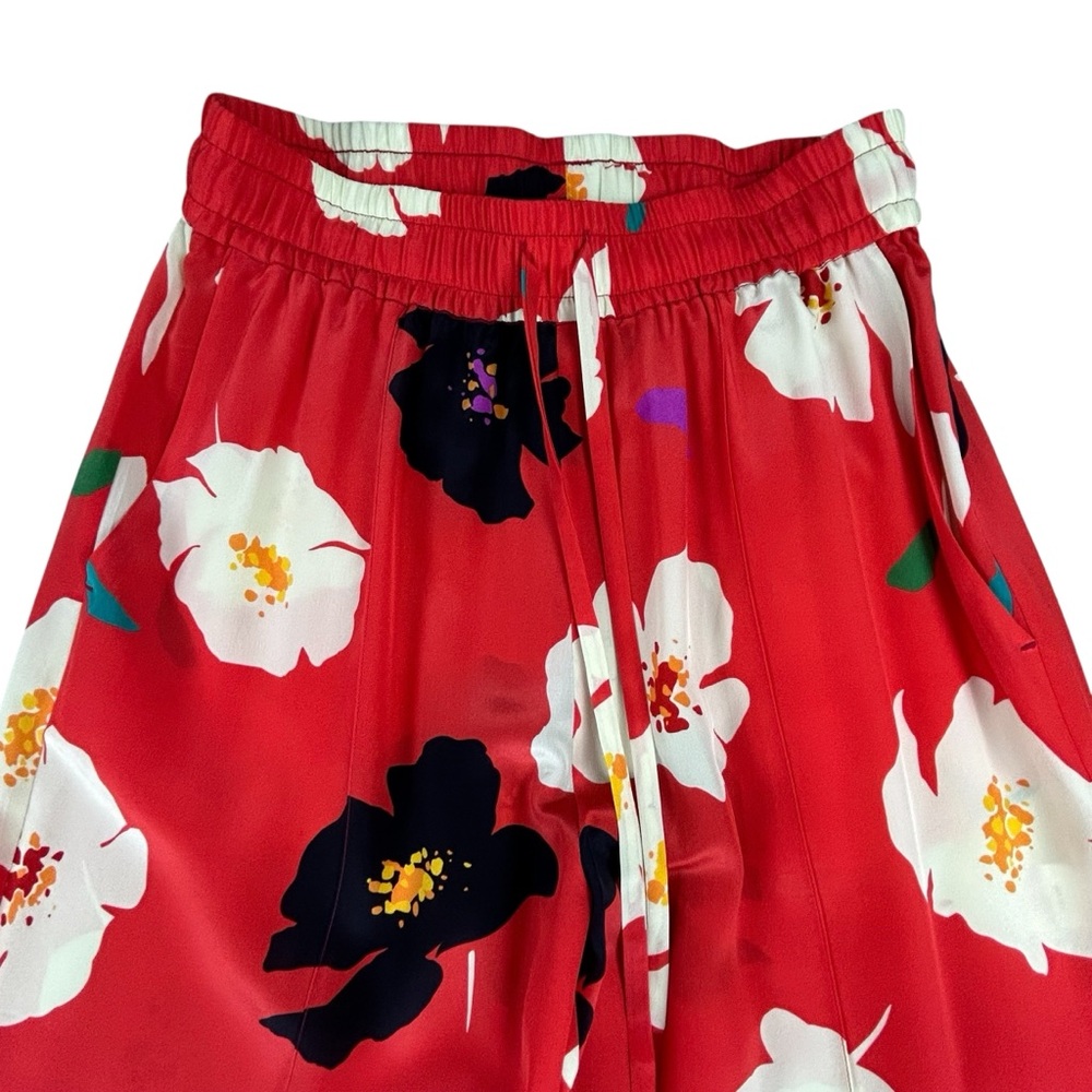 Tucker Red Floral Wide Leg Silk Pants - Picture 3 of 16